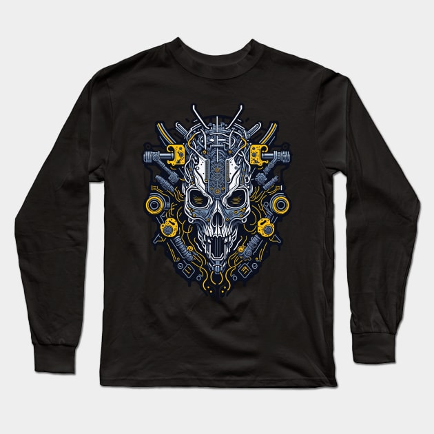 Mecha Skull S02 D12 Long Sleeve T-Shirt by Houerd